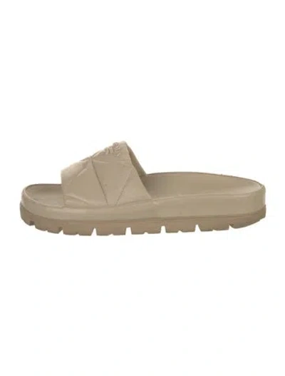 Pre-owned Prada Leather Slides In Neutral