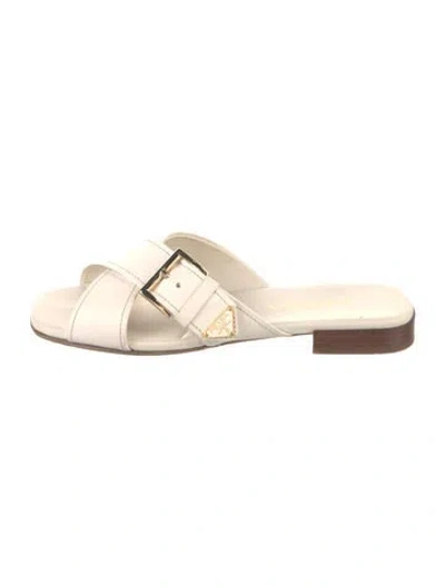 Pre-owned Prada Leather Slides In Neutrals