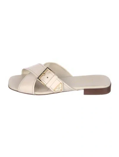 Pre-owned Prada Leather Slides In Neutrals