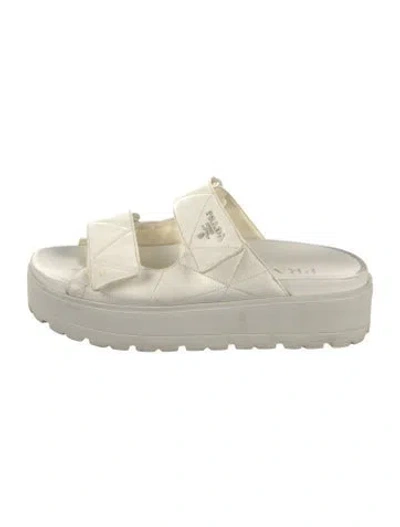 Pre-owned Prada Leather Slides In Neutrals
