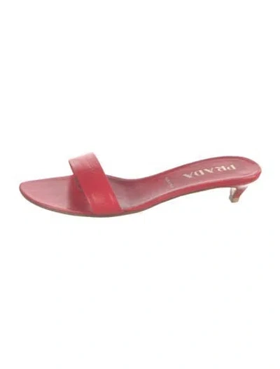 Pre-owned Prada Leather Slides In Neutrals/red