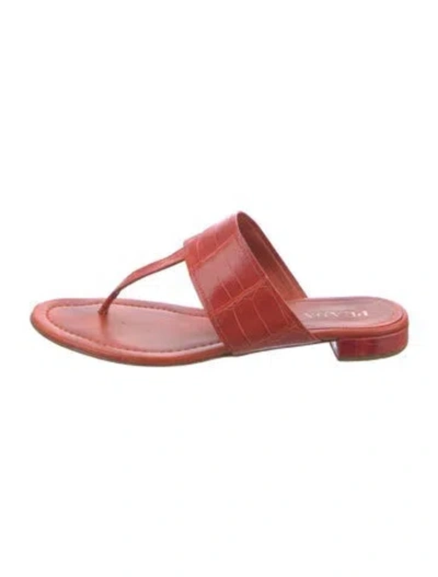 Pre-owned Prada Leather Slides In Orange