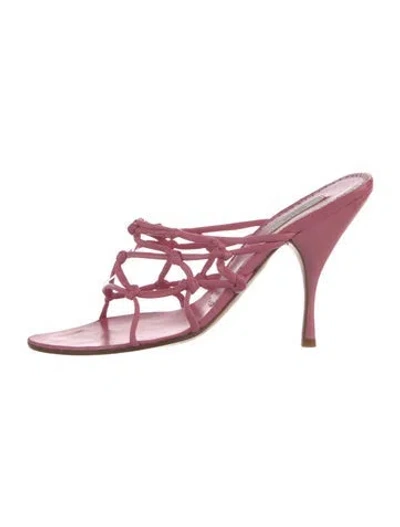 Pre-owned Prada Leather Slides In Pink