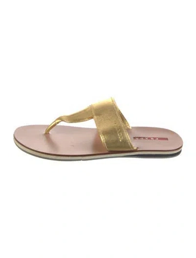 Pre-owned Prada Leather Slides In Pink