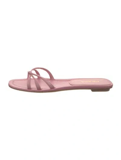 Pre-owned Prada Leather Slides In Pink