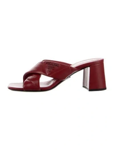 Pre-owned Prada Leather Slides In Red