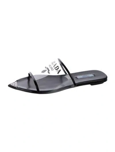 Pre-owned Prada Leather Slides W/ Tags In Multi