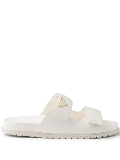 Prada Leather Slides In White