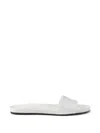Prada Leather Slide Sandals Open Toe Flat Sole In White