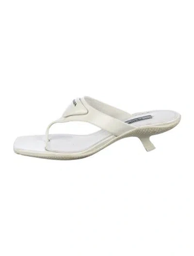 Pre-owned Prada Leather Slides In White