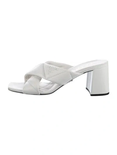 Pre-owned Prada Leather Slides In White
