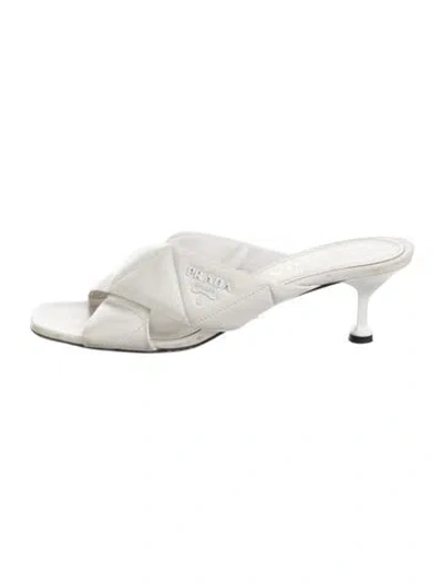 Pre-owned Prada Leather Slides In White