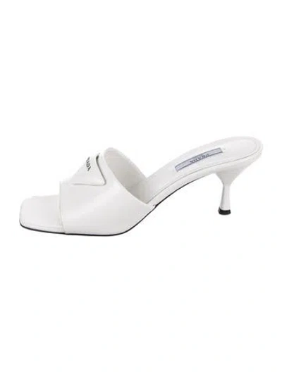 Pre-owned Prada Leather Slides In White