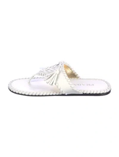Pre-owned Prada Leather Slides In White