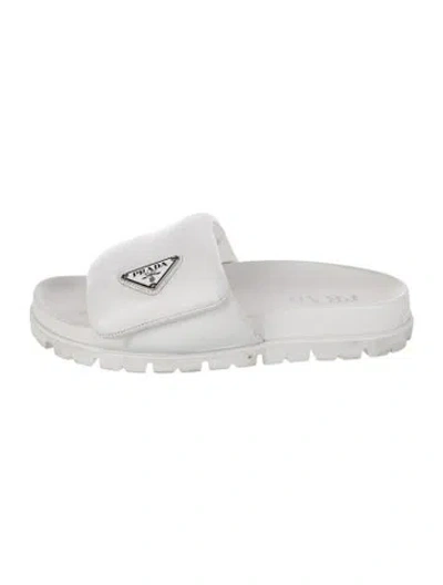 Pre-owned Prada Leather Slides In White