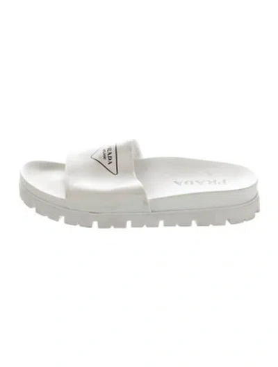 Pre-owned Prada Leather Slides In White