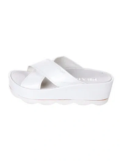 Pre-owned Prada Leather Slides In White