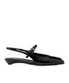 Prada Mary Jane Patent Pointy-toe Slingback Ballerina Flat In Black