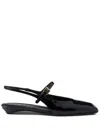 Prada Mary Jane Patent Pointy-toe Slingback Ballerina Flat In Black