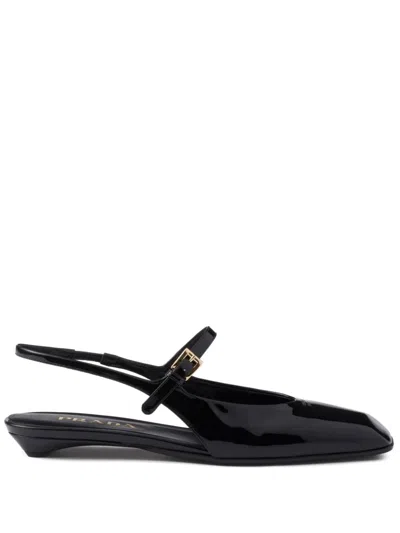 PRADA LEATHER SLINGBACK BALLERINA SHOES