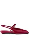Prada Patent Leather Slingback Flats In Cherry