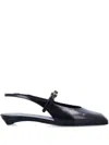 Prada Mary Jane Patent Pointy-toe Slingback Ballerina Flat In Black