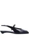 Prada Mary Jane Patent Pointy-toe Slingback Ballerina Flat In Black