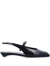 Prada Mary Jane Patent Pointy-toe Slingback Ballerina Flat In Black