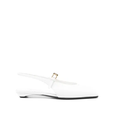 Prada Leather Slingback Ballet Flats In White