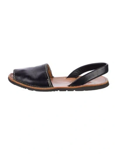 Pre-owned Prada Leather Slingback Flats In Black