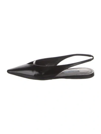 Pre-owned Prada Leather Slingback Flats In Black