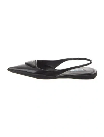Pre-owned Prada Leather Slingback Flats In Black