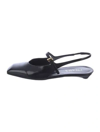 Pre-owned Prada Leather Slingback Flats In Black