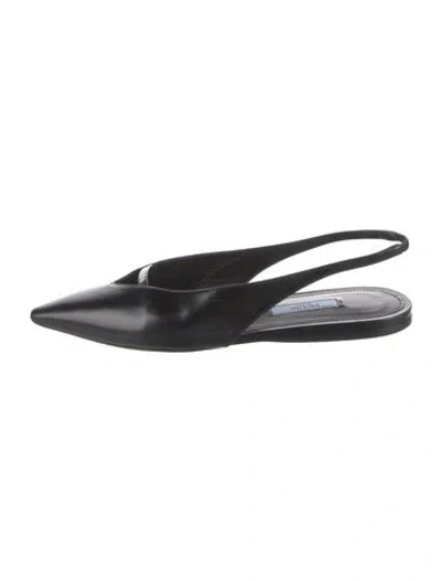 Pre-owned Prada Leather Slingback Flats In Black