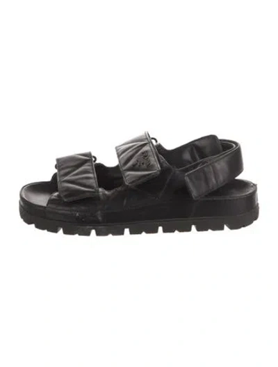 Pre-owned Prada Leather Slingback Flats In Black