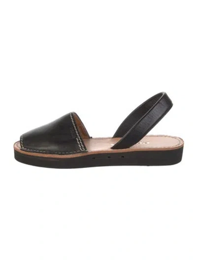 Pre-owned Prada Leather Slingback Flats In Black