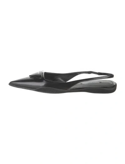 Pre-owned Prada Leather Slingback Flats In Black