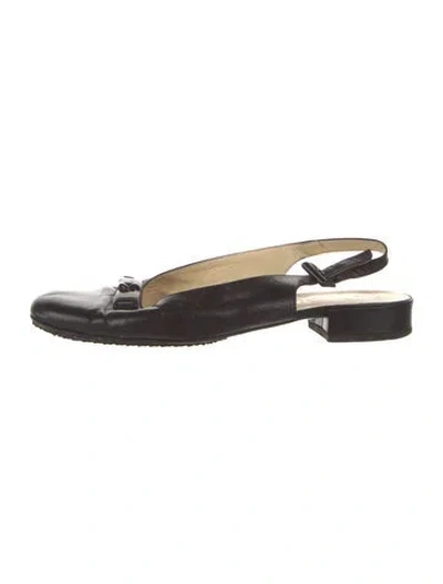 Pre-owned Prada Leather Slingback Flats In Black