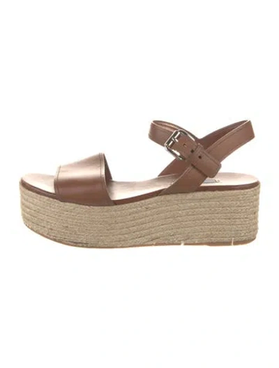 Pre-owned Prada Leather Slingback Flats In Brown