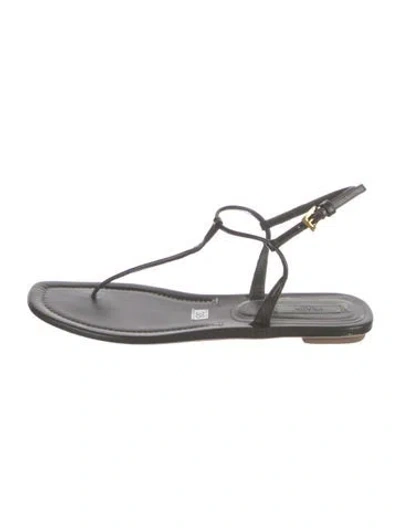 Pre-owned Prada Leather Slingback Flats In Green