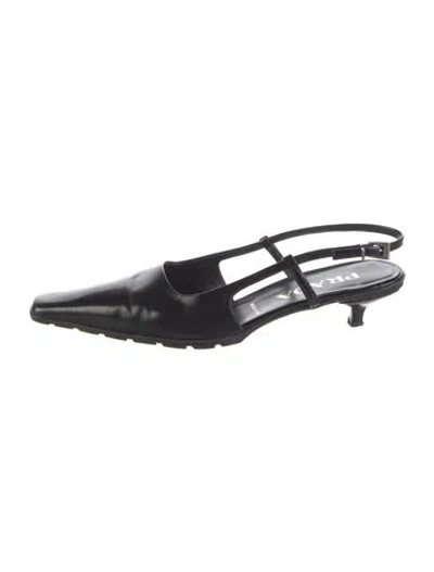 Pre-owned Prada Leather Slingback Flats In Purple