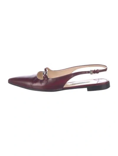 Pre-owned Prada Leather Slingback Flats In Purple