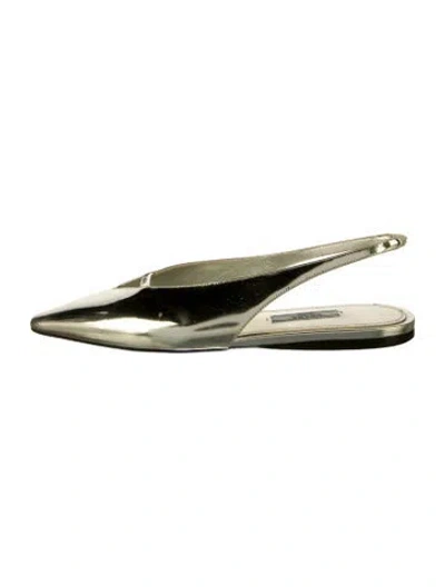 Pre-owned Prada Leather Slingback Flats In White