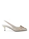 Prada Leather Slingback Pumps Bow Kitten Heel In Neutral