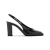 Prada Block Heel Patent Finish Pointed Toe Ballerina Shoes In Black