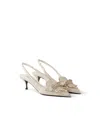 Prada Leather Slingback Pumps In Neutral