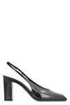 Prada Block Heel Patent Finish Pointed Toe Ballerina Shoes In Black