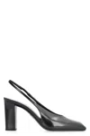 Prada Block Heel Patent Finish Pointed Toe Ballerina Shoes In Black