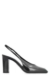Prada Block Heel Patent Finish Pointed Toe Ballerina Shoes In Black
