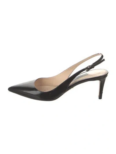 Pre-owned Prada Leather Slingback Pumps In Black